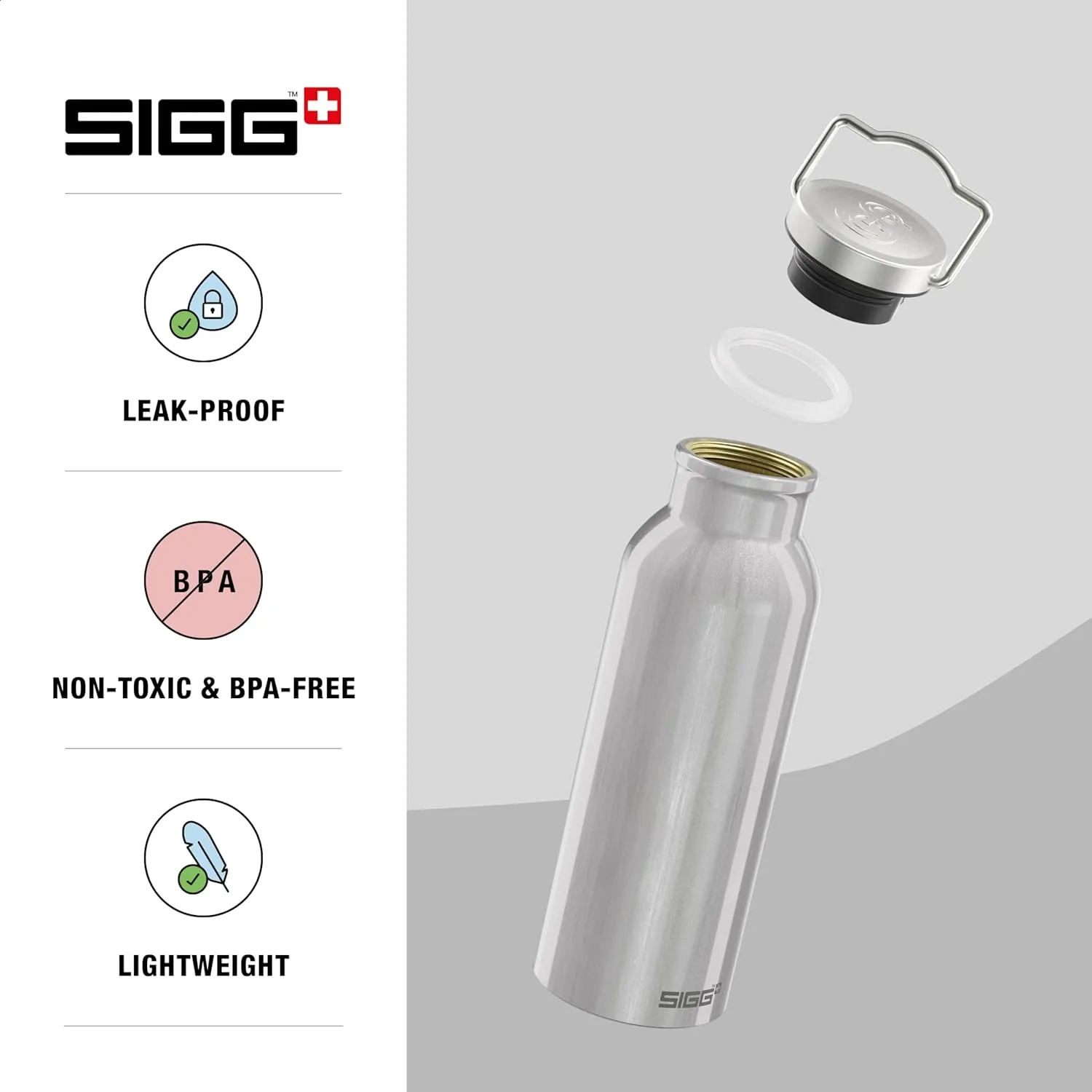 SIGG - Aluminum Water Bottle Original - Made in Switzerland - Lightweight - BPA-free - for Carbonated Drinks 17 / 25 Oz