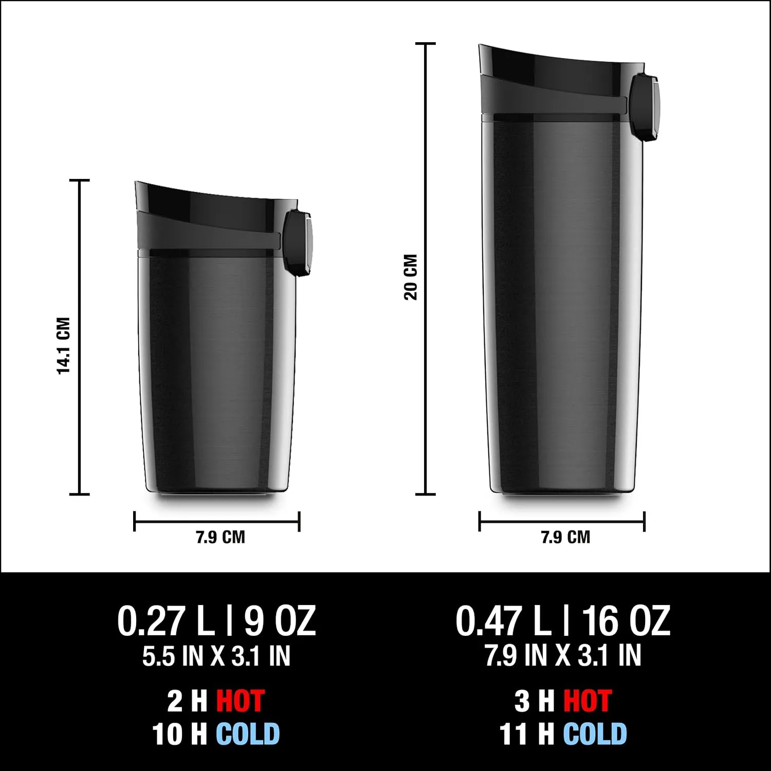 SIGG - Insulated Coffee Cup - Travel Mug Miracle Black - Hot & Cold. Leakproof. BPA Free - 18/8 Stainless Steel - 16 Oz