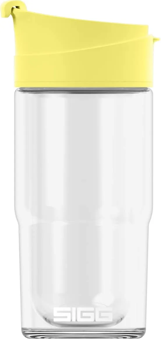 SIGG - Insulated Coffee Cup - Travel Mug Nova Ultra Lemon - Dishwasher Safe - BPA Free - Broscilate Glass - Flip Top - Yellow - 13 Oz