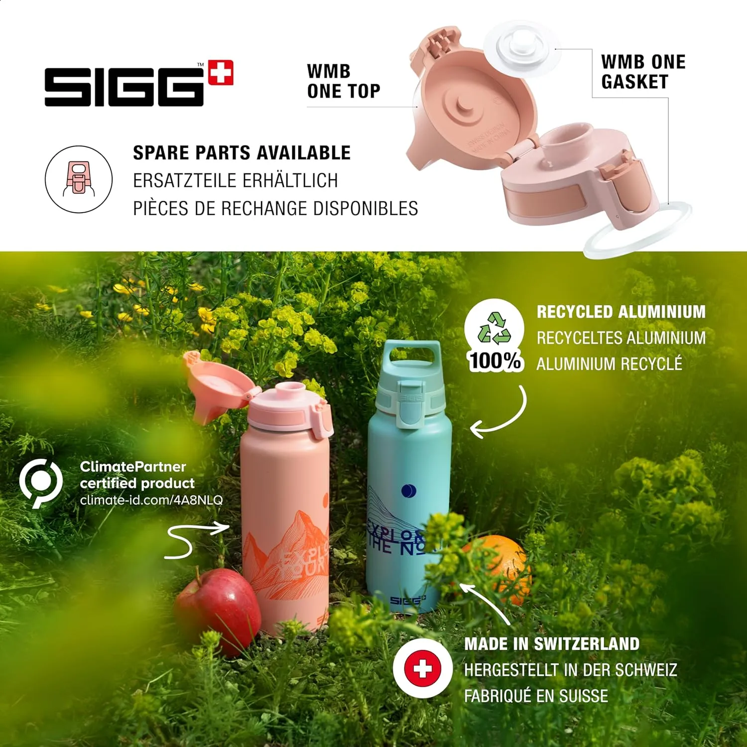 SIGG - Metal Water Bottle - WMB Pathfinder - Made in Switzerland - Carbonated Drinks - Wide Mouth - Lightweight - 34 Oz