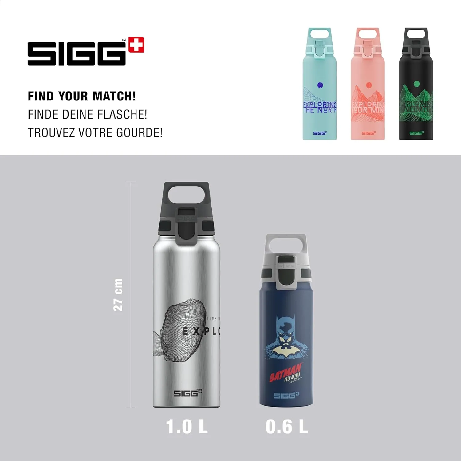 SIGG - Metal Water Bottle - WMB Pathfinder - Made in Switzerland - Carbonated Drinks - Wide Mouth - Lightweight - 34 Oz