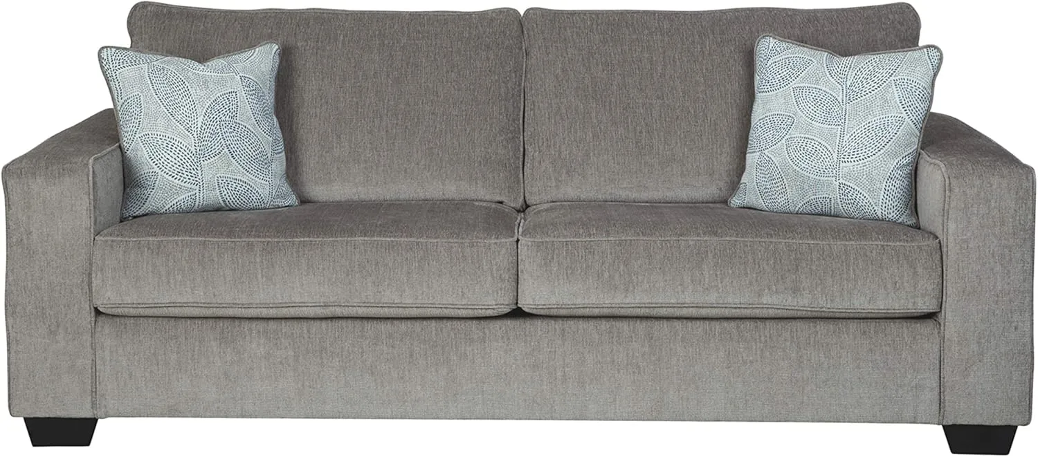 Signature Design by Ashley Altari Modern Sofa with 2 Accent Pillows, Light Gray