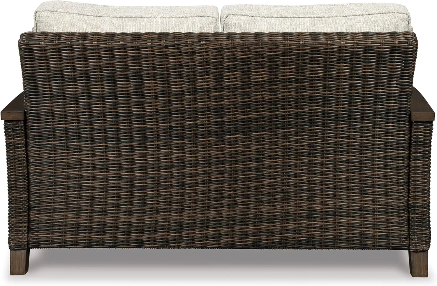Signature Design by Ashley Paradise Trail Outdoor Loveseat with All Weather Cushions, Medium Brown
