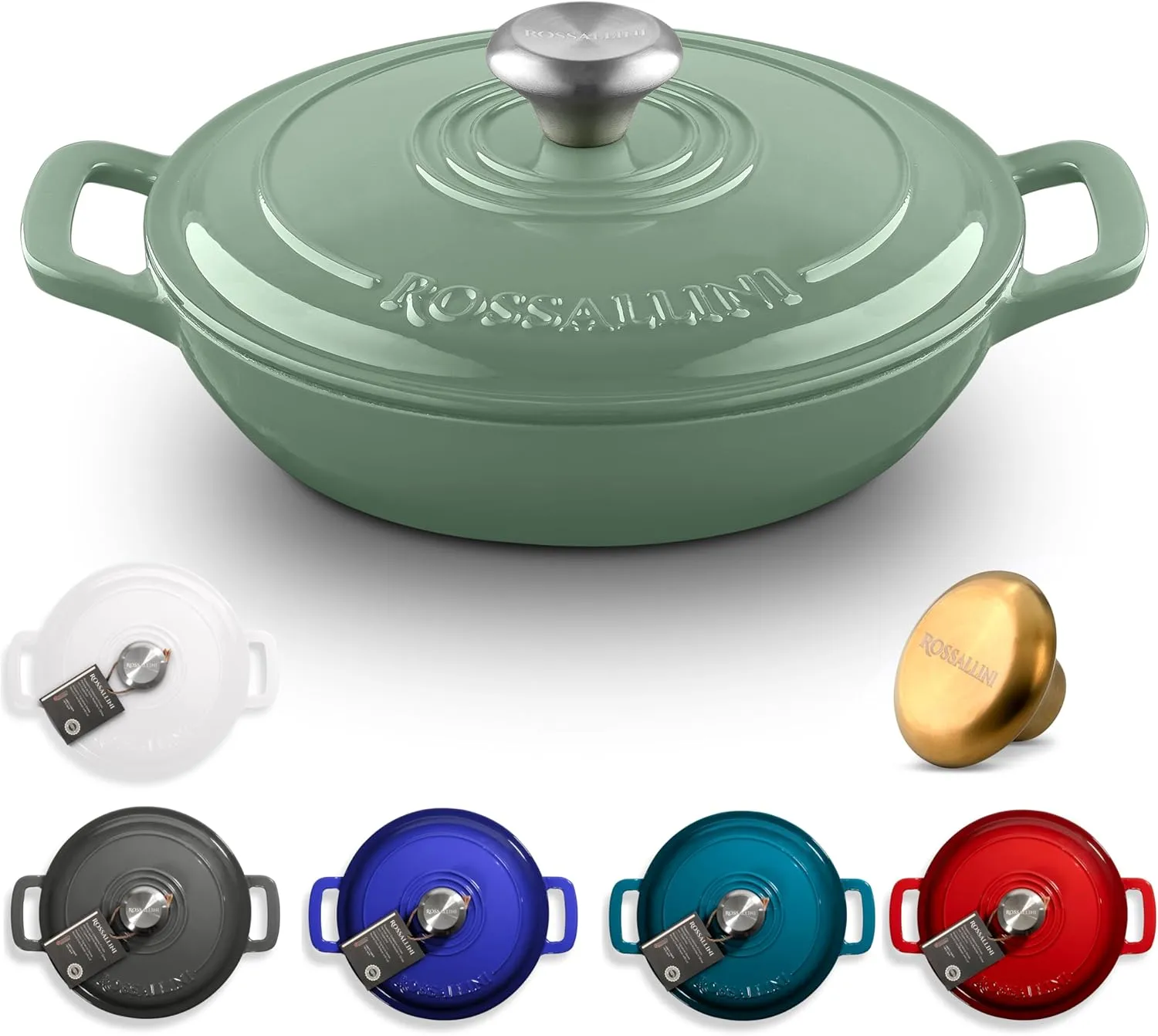 Signature Enameled Cast Iron Braiser, Non-Stick Serving Pot with Tight Fitting Lid for Perfect Roasting, Baking, Sauteing, Searing, and Pan Frying | 1.5Q (1.4L) - Sage