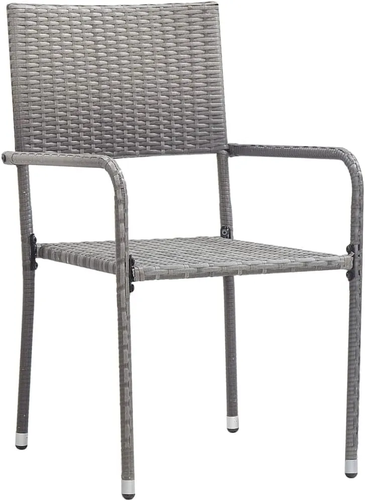 Sillas De Comedor Dining Chairs Camping Chairs Dining Room Chairs - Patio Dining Chairs 2 pcs Stackable Gray Poly Rattan for Terrace Park Campsites Beaches