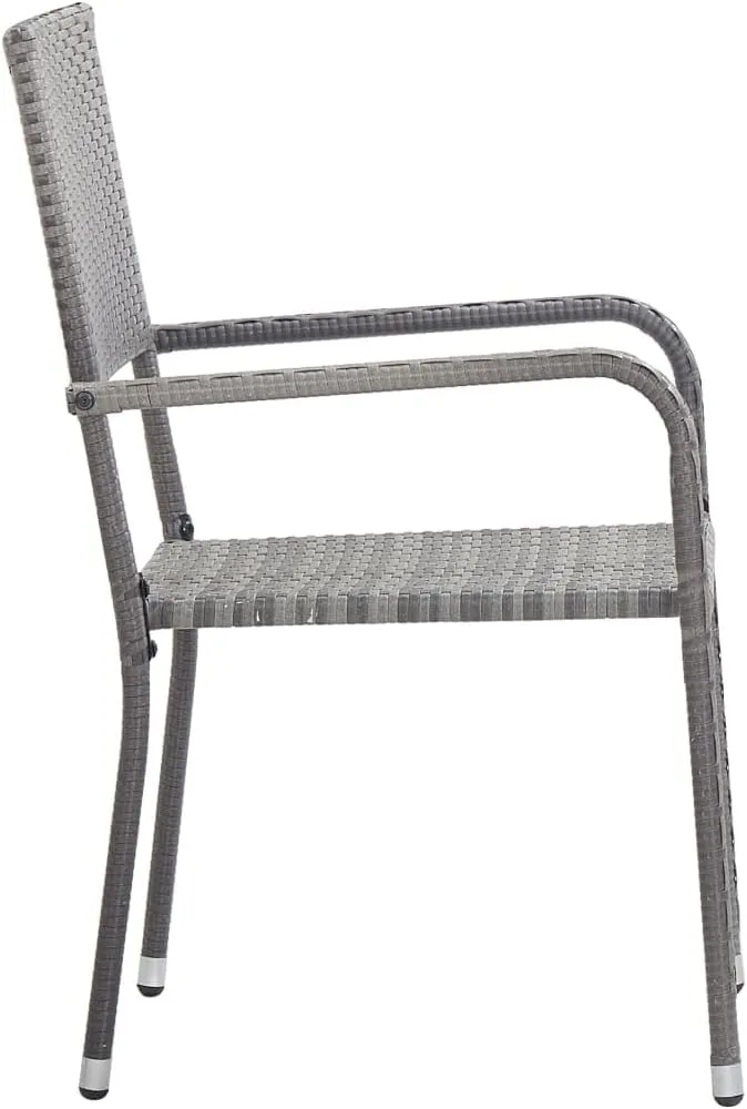 Sillas De Comedor Dining Chairs Camping Chairs Dining Room Chairs - Patio Dining Chairs 2 pcs Stackable Gray Poly Rattan for Terrace Park Campsites Beaches
