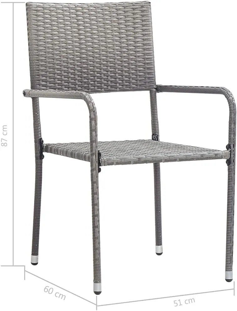 Sillas De Comedor Dining Chairs Camping Chairs Dining Room Chairs - Patio Dining Chairs 2 pcs Stackable Gray Poly Rattan for Terrace Park Campsites Beaches