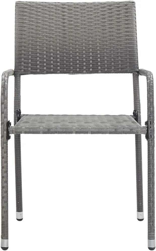 Sillas De Comedor Dining Chairs Camping Chairs Dining Room Chairs - Patio Dining Chairs 2 pcs Stackable Gray Poly Rattan for Terrace Park Campsites Beaches