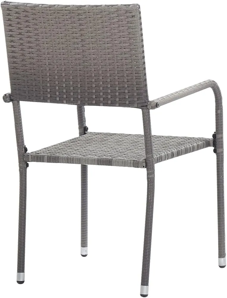 Sillas De Comedor Dining Chairs Camping Chairs Dining Room Chairs - Patio Dining Chairs 2 pcs Stackable Gray Poly Rattan for Terrace Park Campsites Beaches
