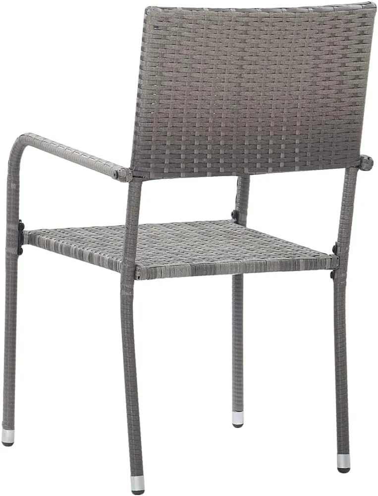 Sillas De Comedor Dining Chairs Camping Chairs Dining Room Chairs - Patio Dining Chairs 6 pcs Stackable Gray Poly Rattan for Terrace Park Campsites Beaches