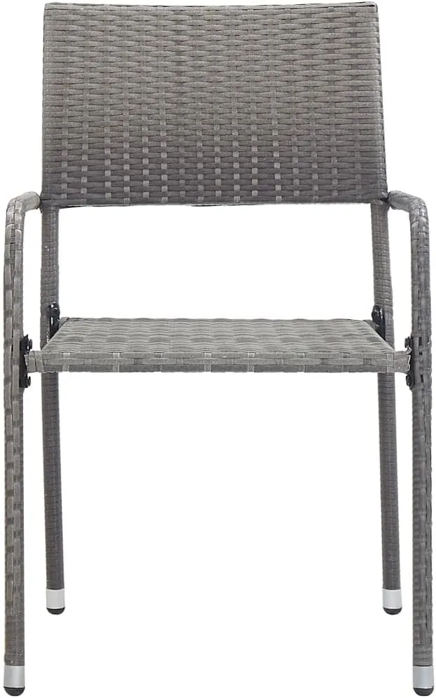 Sillas De Comedor Dining Chairs Camping Chairs Dining Room Chairs - Patio Dining Chairs 6 pcs Stackable Gray Poly Rattan for Terrace Park Campsites Beaches
