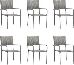 Sillas De Comedor Dining Chairs Camping Chairs Dining Room Chairs - Patio Dining Chairs 6 pcs Stackable Gray Poly Rattan for Terrace Park Campsites Beaches