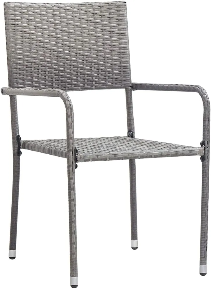 Sillas De Comedor Dining Chairs Camping Chairs Dining Room Chairs - Patio Dining Chairs 6 pcs Stackable Gray Poly Rattan for Terrace Park Campsites Beaches