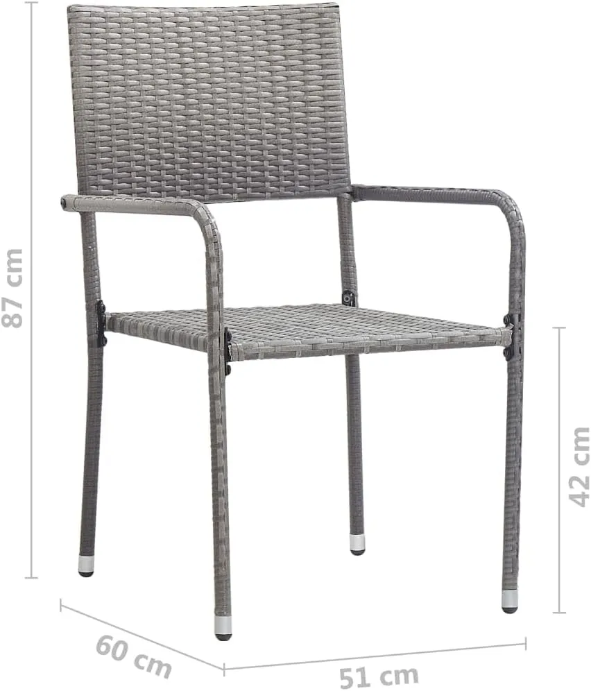 Sillas De Comedor Dining Chairs Camping Chairs Dining Room Chairs - Patio Dining Chairs 6 pcs Stackable Gray Poly Rattan for Terrace Park Campsites Beaches