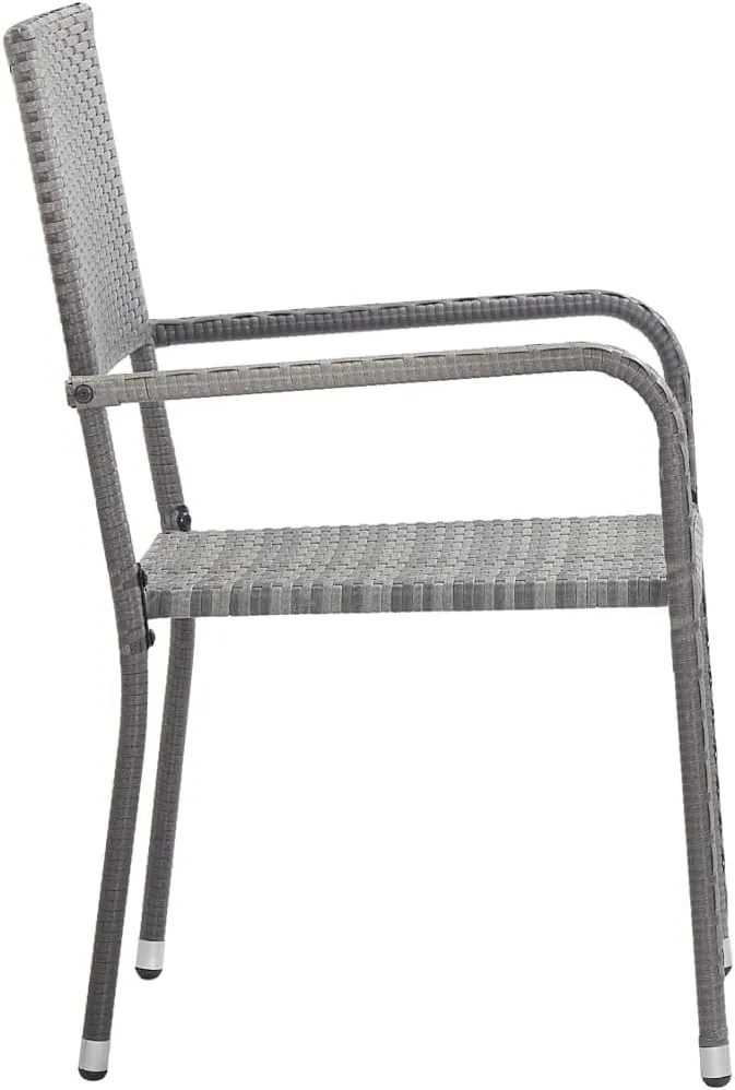Sillas De Comedor Dining Chairs Camping Chairs Dining Room Chairs - Patio Dining Chairs 6 pcs Stackable Gray Poly Rattan for Terrace Park Campsites Beaches