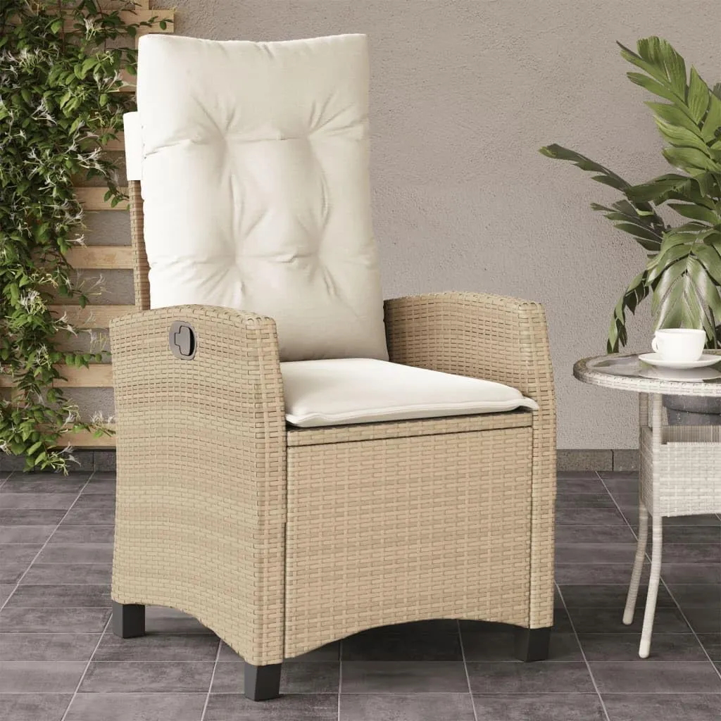 Sillas De Patio Dining Chairs Outdoor Chairs Outdoor Patio Chairs - Reclining Patio Chair with Cushions Beige Poly Rattan for Beaches Park Garden Terrace