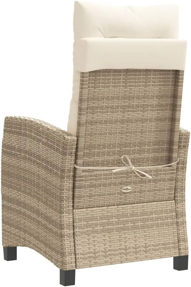 Sillas De Patio Dining Chairs Outdoor Chairs Outdoor Patio Chairs - Reclining Patio Chair with Cushions Beige Poly Rattan for Beaches Park Garden Terrace