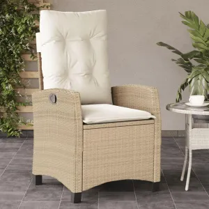 Sillas De Patio Dining Chairs Outdoor Chairs Outdoor Patio Chairs - Reclining Patio Chair with Cushions Beige Poly Rattan for Beaches Park Garden Terrace
