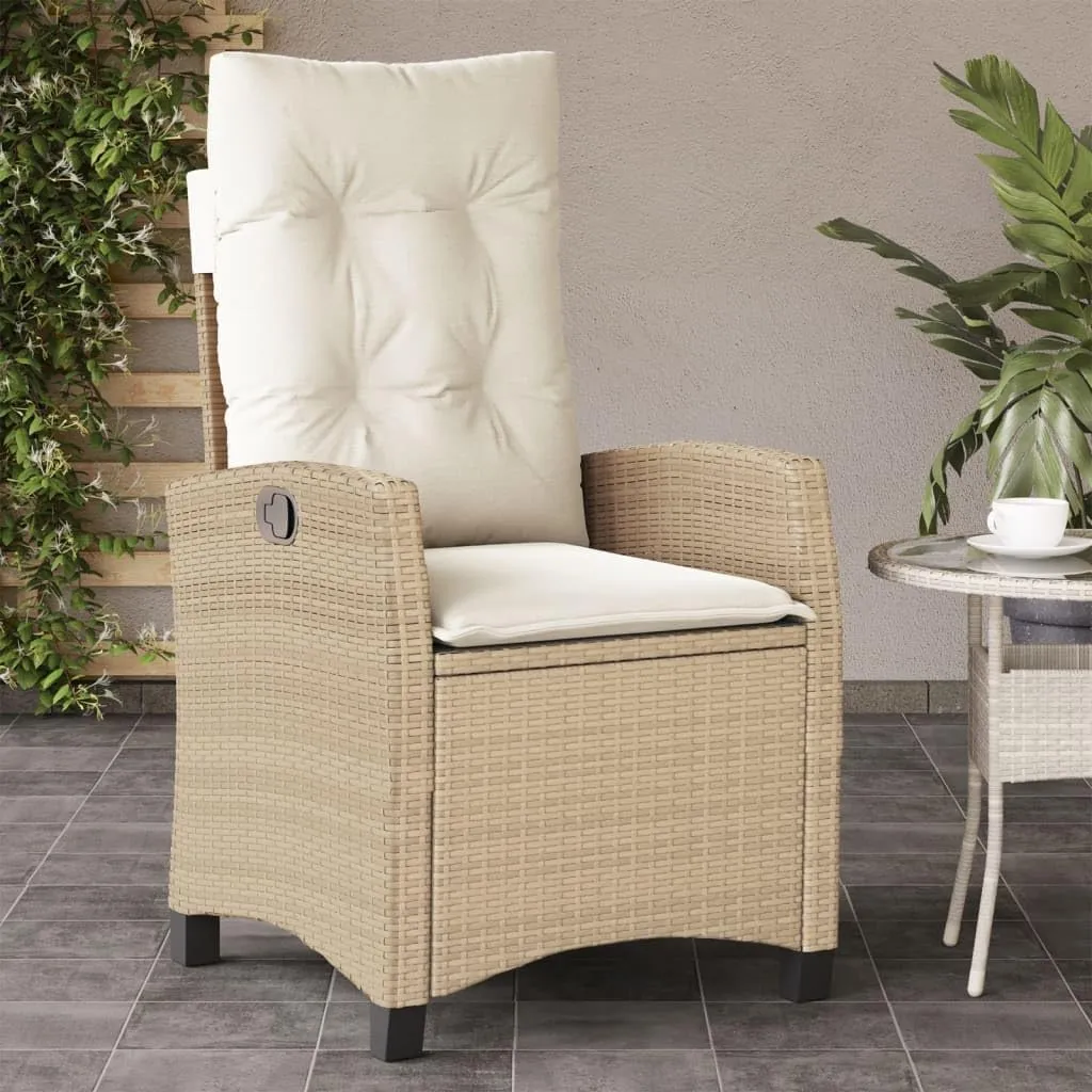 Sillas De Patio Dining Chairs Outdoor Chairs Outdoor Patio Chairs - Reclining Patio Chairs 2 pcs with Cushions Beige Poly Rattan for Beaches Park Garden Terrace