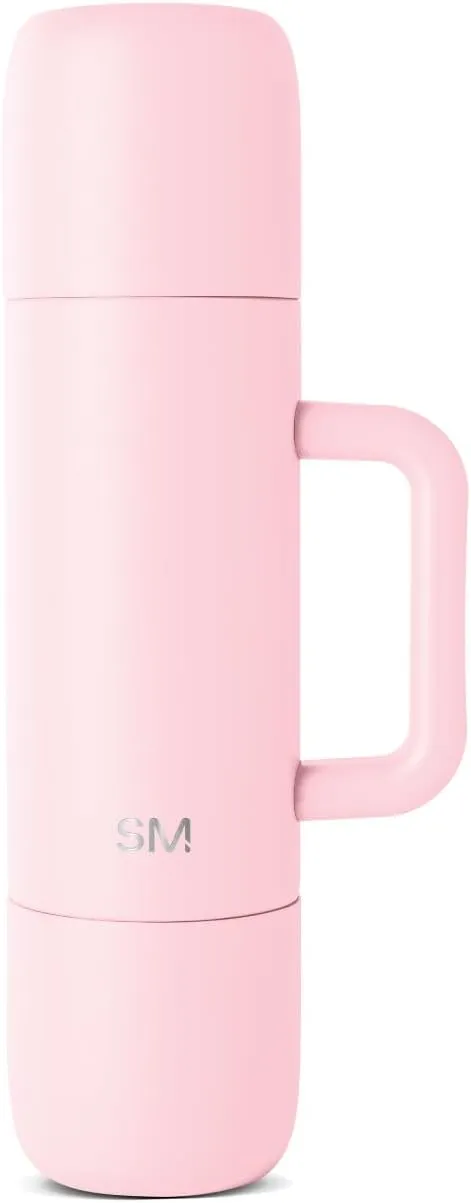 Simple Modern 36oz Insulated Hot Beverage Bottle with 2 Mugs | Travel Coffee Thermos for Hot Drinks | Twist and Pour Top | Commute, Travel, and Picnic Friendly | Roam Collection | Blush