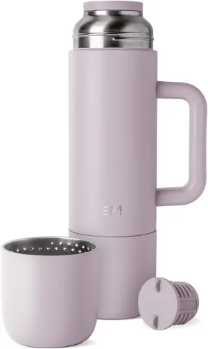 Simple Modern 36oz Insulated Hot Beverage Bottle with 2 Mugs | Travel Coffee Thermos for Hot Drinks | Twist and Pour Top | Commute, Travel, and Picnic Friendly | Roam Collection | Lavender Mist