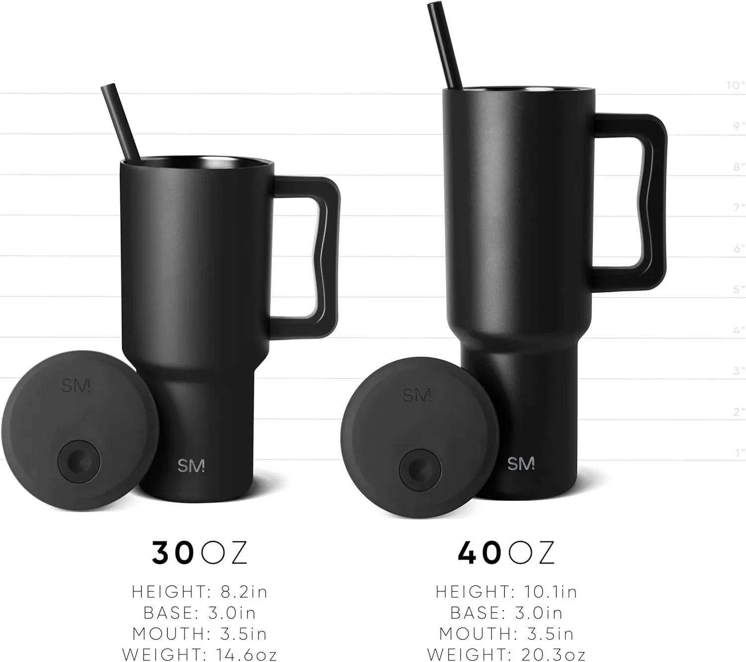 Simple Modern 40 oz Trek Tumbler with Handle and Straw Lid | Cup Holder Friendly Insulated Stainless Steel Travel Mug | Checkmate