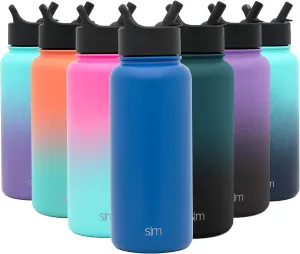 Simple Modern Summit Insulated Water Bottle with Straw Lid 1 Liter Reusable Wide Mouth Stainless Steel Flask Thermos, 32oz (945ml), Twilight