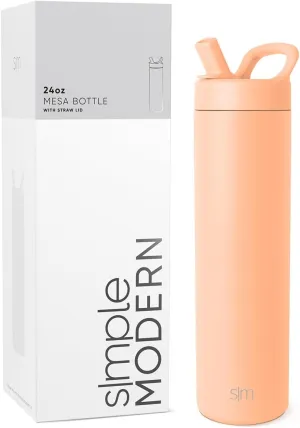 Simple Modern Water Bottle with Straw lid | Insulated Stainless Steel Thermos | Reusable Travel Water Bottles for Gym & Sports | Leak Proof & BPA Free | Mesa Collection | 24oz, Bellini