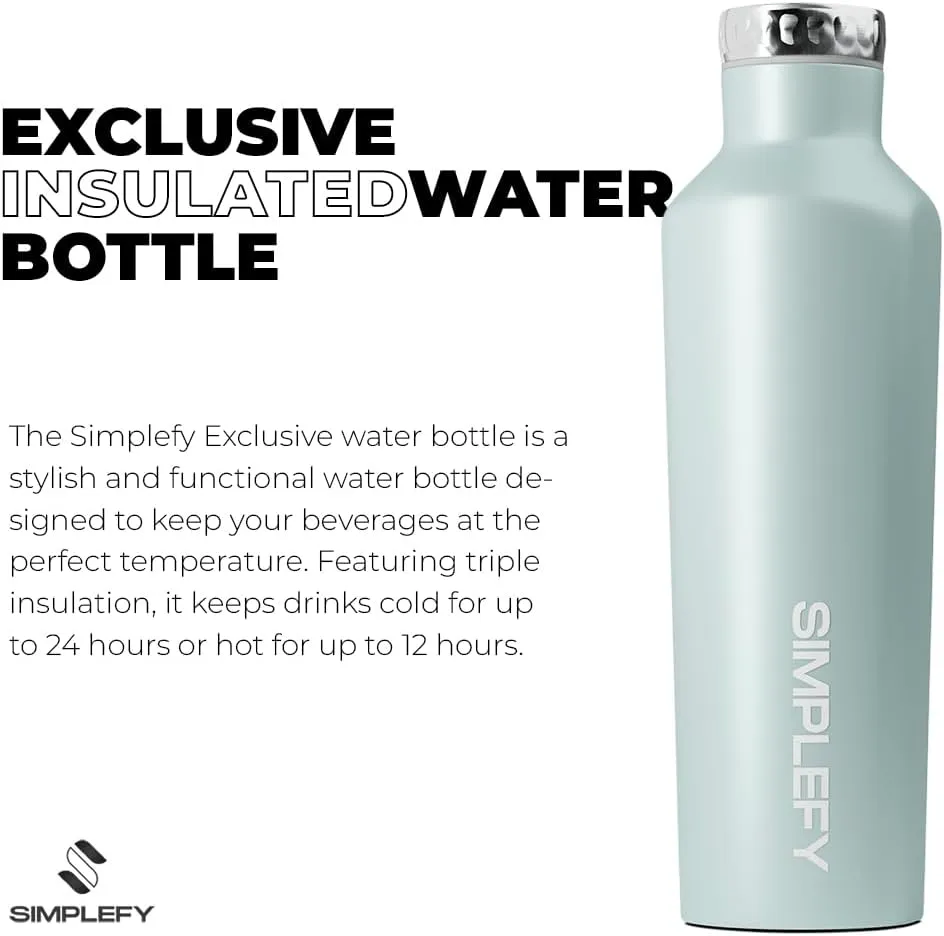 Simplefy Exclusive Insulated Water Bottle with Screw-On Cap16oz Triple Wall Stainless Steel Thermos, BPA-Free