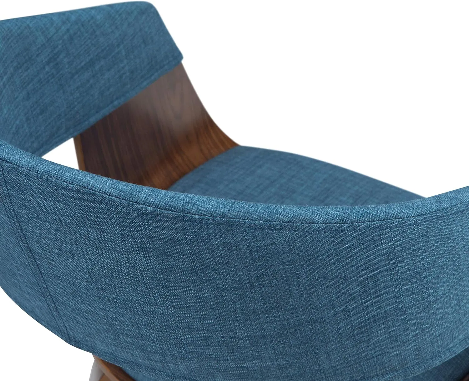 SIMPLIHOME Lowell Dining Chairs - Upholstered Walnut Finish Bentwood Frame and Linen-Style Fabric Kitchen Chair in Blue, Modern Dining Room Seating with Curved Back and Padded Seat