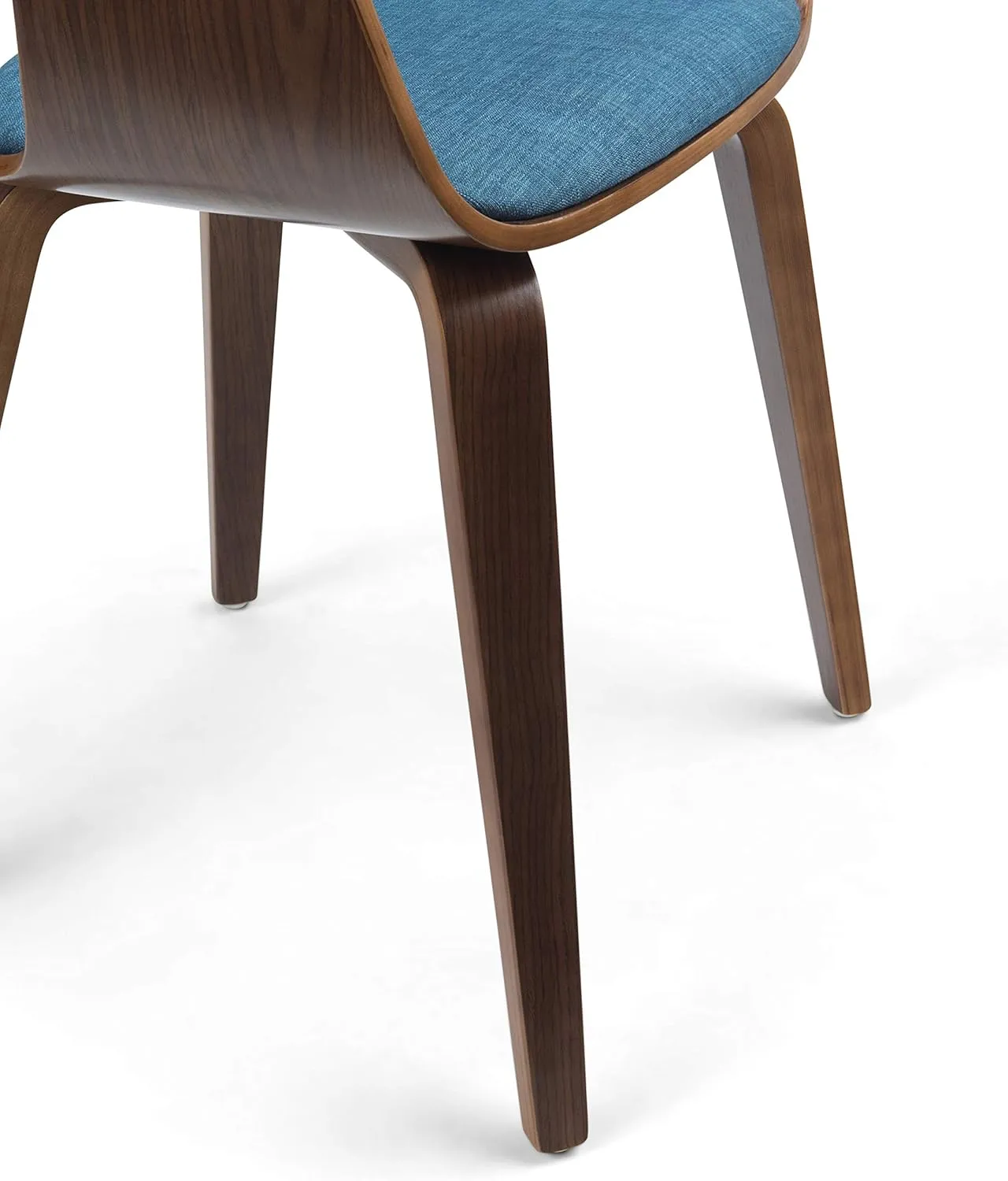 SIMPLIHOME Lowell Dining Chairs - Upholstered Walnut Finish Bentwood Frame and Linen-Style Fabric Kitchen Chair in Blue, Modern Dining Room Seating with Curved Back and Padded Seat