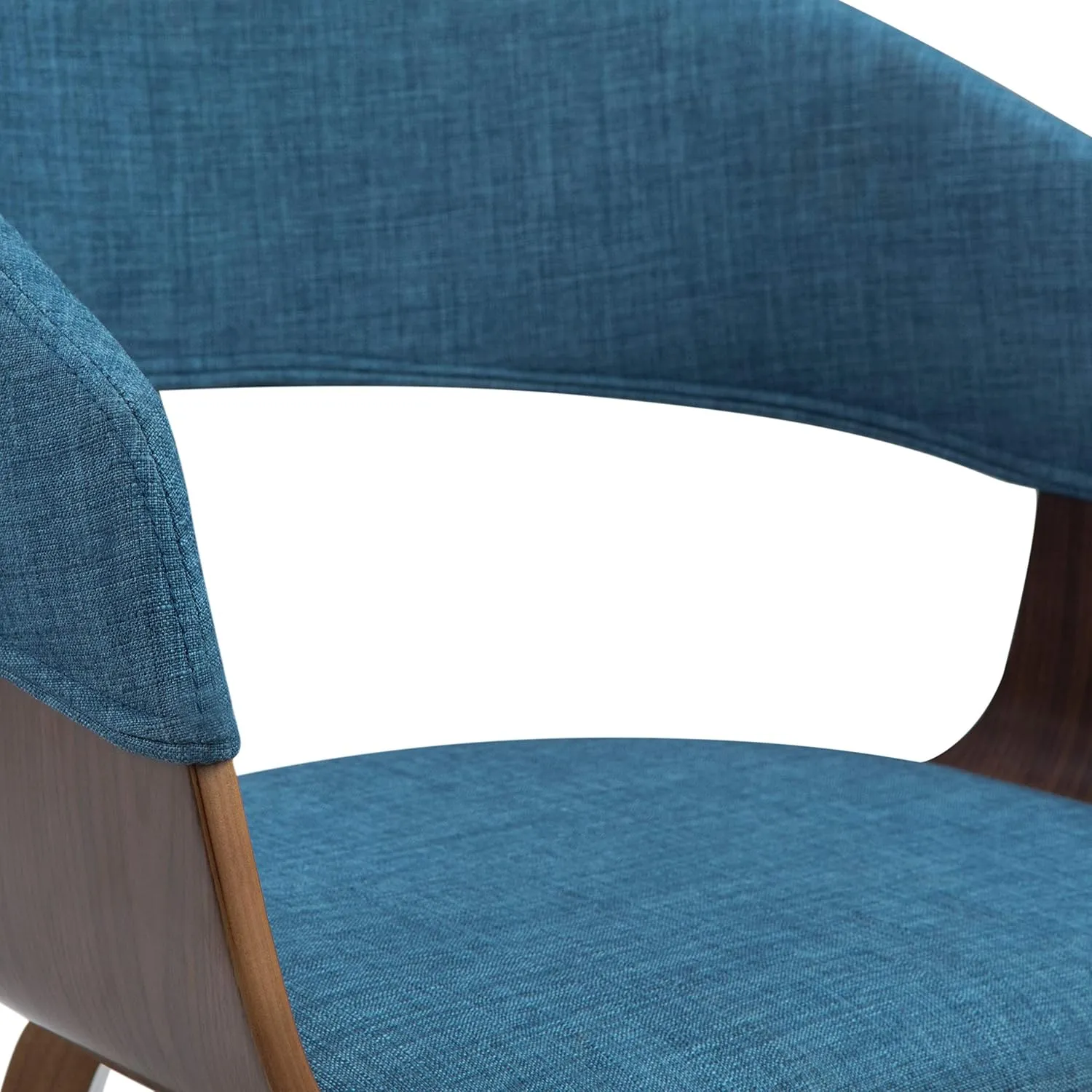 SIMPLIHOME Lowell Dining Chairs - Upholstered Walnut Finish Bentwood Frame and Linen-Style Fabric Kitchen Chair in Blue, Modern Dining Room Seating with Curved Back and Padded Seat