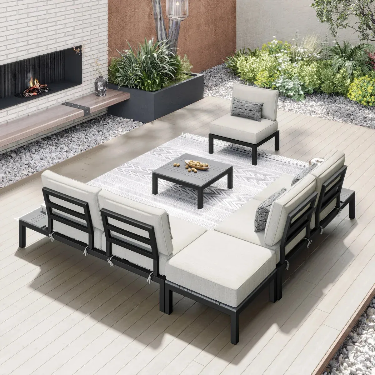 Sirio Colonial 5-piece Modular Seating Set, Gray