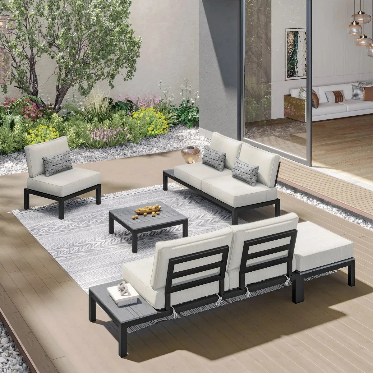 Sirio Colonial 5-piece Modular Seating Set, Gray