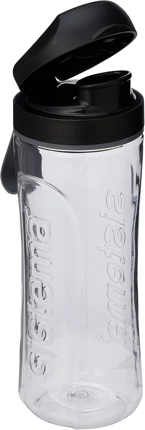 Sistema Hydrate Collection Water Bottle, 20.3 oz./0.6 L, Clear/Black