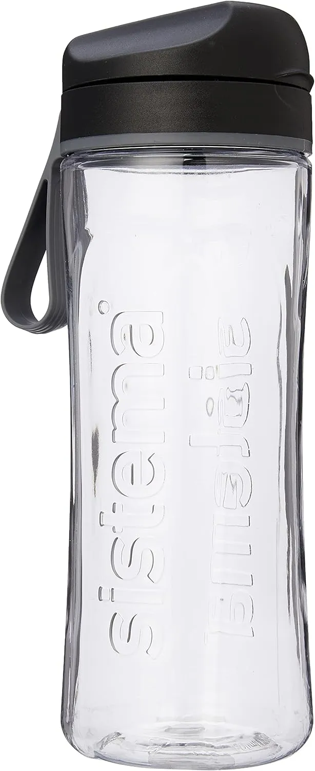 Sistema Hydrate Collection Water Bottle, 20.3 oz./0.6 L, Clear/Black