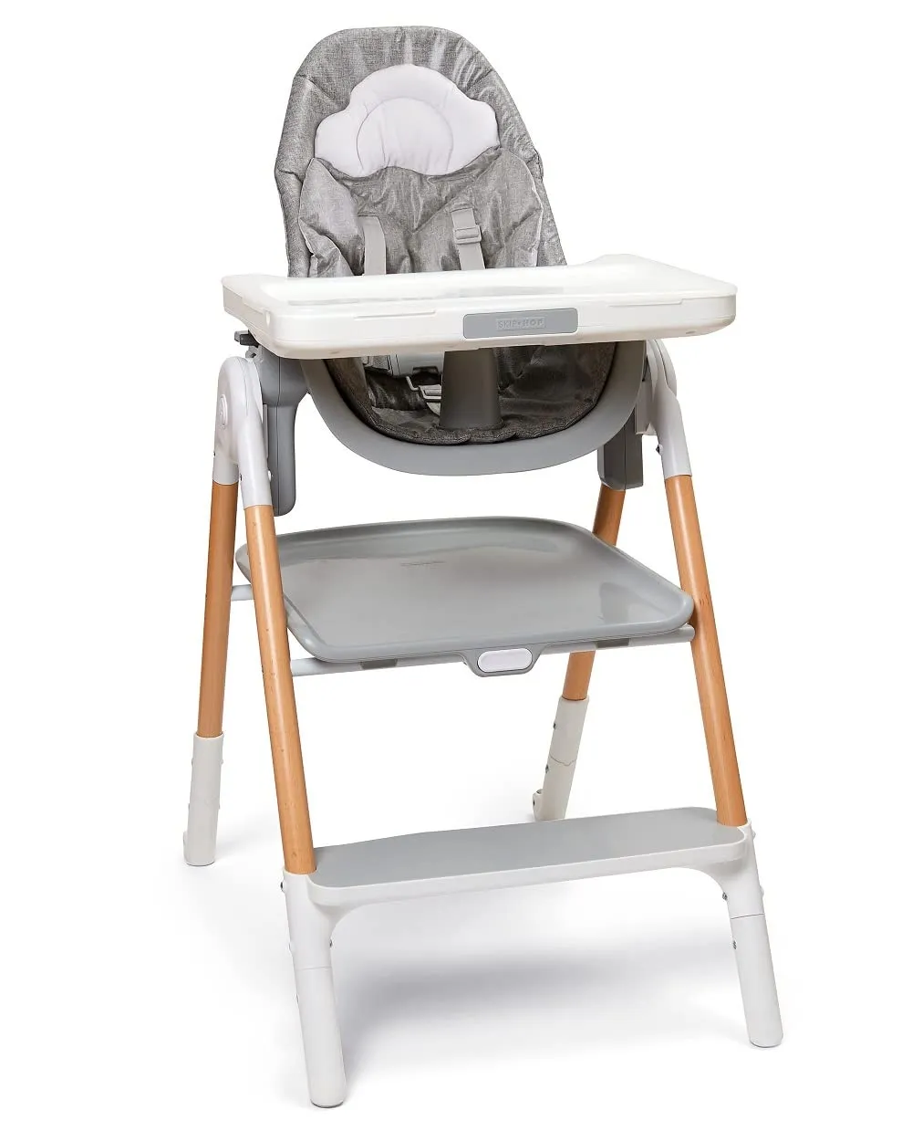 Skip Hop Baby High Chair 2-in 1 Convertible High Chair, Sit-to-Step, Grey/White