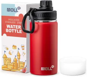 Small Water Bottle for kids-12 oz Stainless Steel Vacuum Insulated Wide Mouth Water Bottle with Spout Lid (Canyon Red)