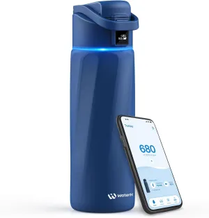 Smart Water Bottle with Reminder to Drink Water, 24oz BPA-Free Stainless Steel Vacuum Insulated Water Bottle, Wide Mouth Water Tracker Bottle with APP, Ideal for Gift - Blue