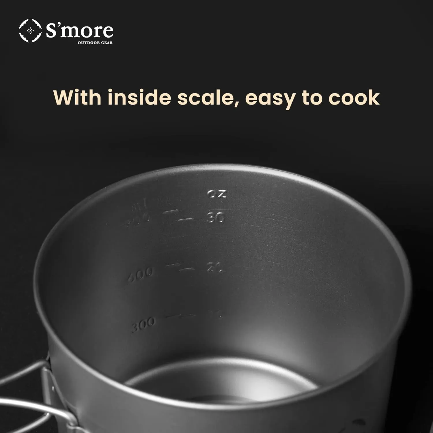 S'more Titanium Cooking Set, Ultralight Eco-Friendly Camping Cookware, Pot and Pan 2 in 1 with Folding Handle for Hiking, Traveling, and Picnic