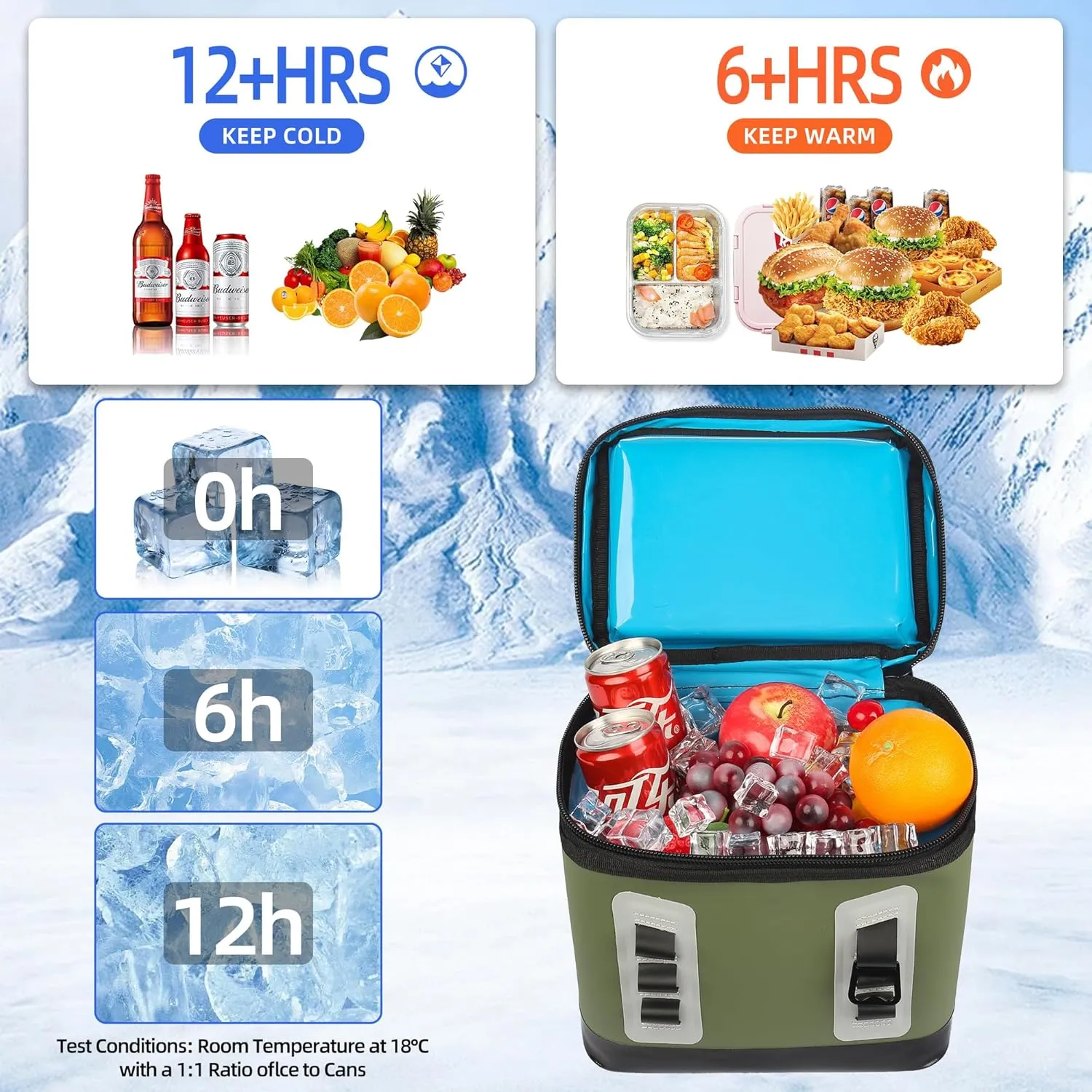 Soft Cooler 6Can to 28Can, Portable/Single Shoulder/Backpack Ice Chest Box, Dry & Wet Compartment Design, Built-in Bottle Opener, Suitable for Lunch, Beach, Travel, Camping