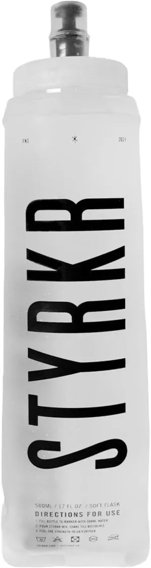 Soft Water Bottle 500ml Running Flask in Clear/Transparent - Foldable & Squeezable, Wide Mouth & Easy Clean - Bike, Sports or Gym