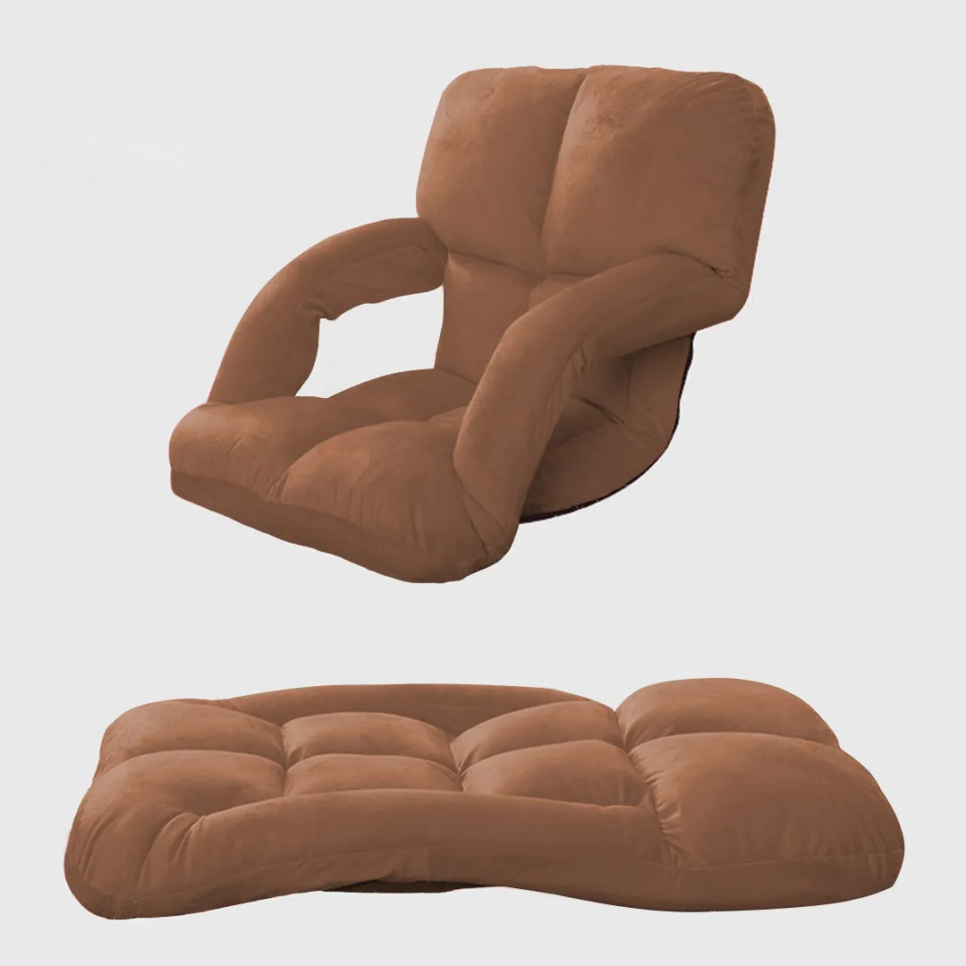SOGA Foldable Lounge Cushion Adjustable Floor Lazy Recliner Chair with Armrest Coffee - Kid