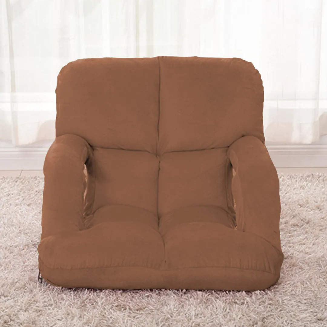 SOGA Foldable Lounge Cushion Adjustable Floor Lazy Recliner Chair with Armrest Coffee - Kid