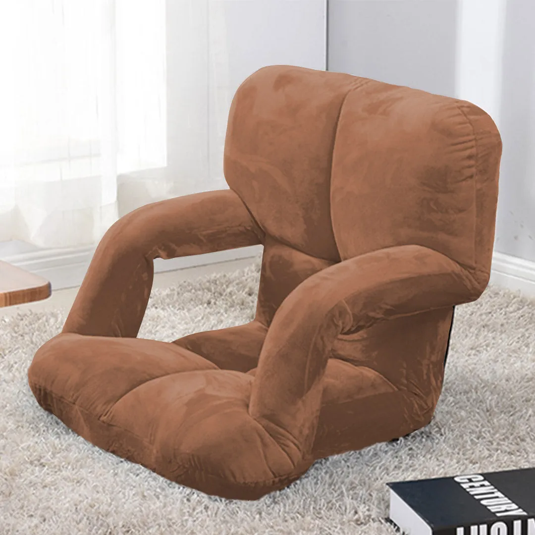 SOGA Foldable Lounge Cushion Adjustable Floor Lazy Recliner Chair with Armrest Coffee - Kid