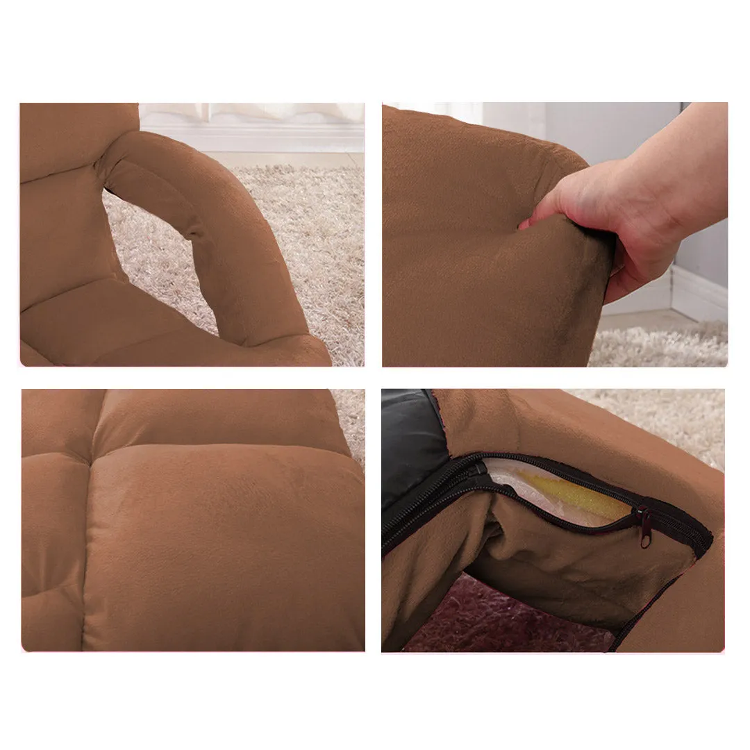 SOGA Foldable Lounge Cushion Adjustable Floor Lazy Recliner Chair with Armrest Coffee - Kid