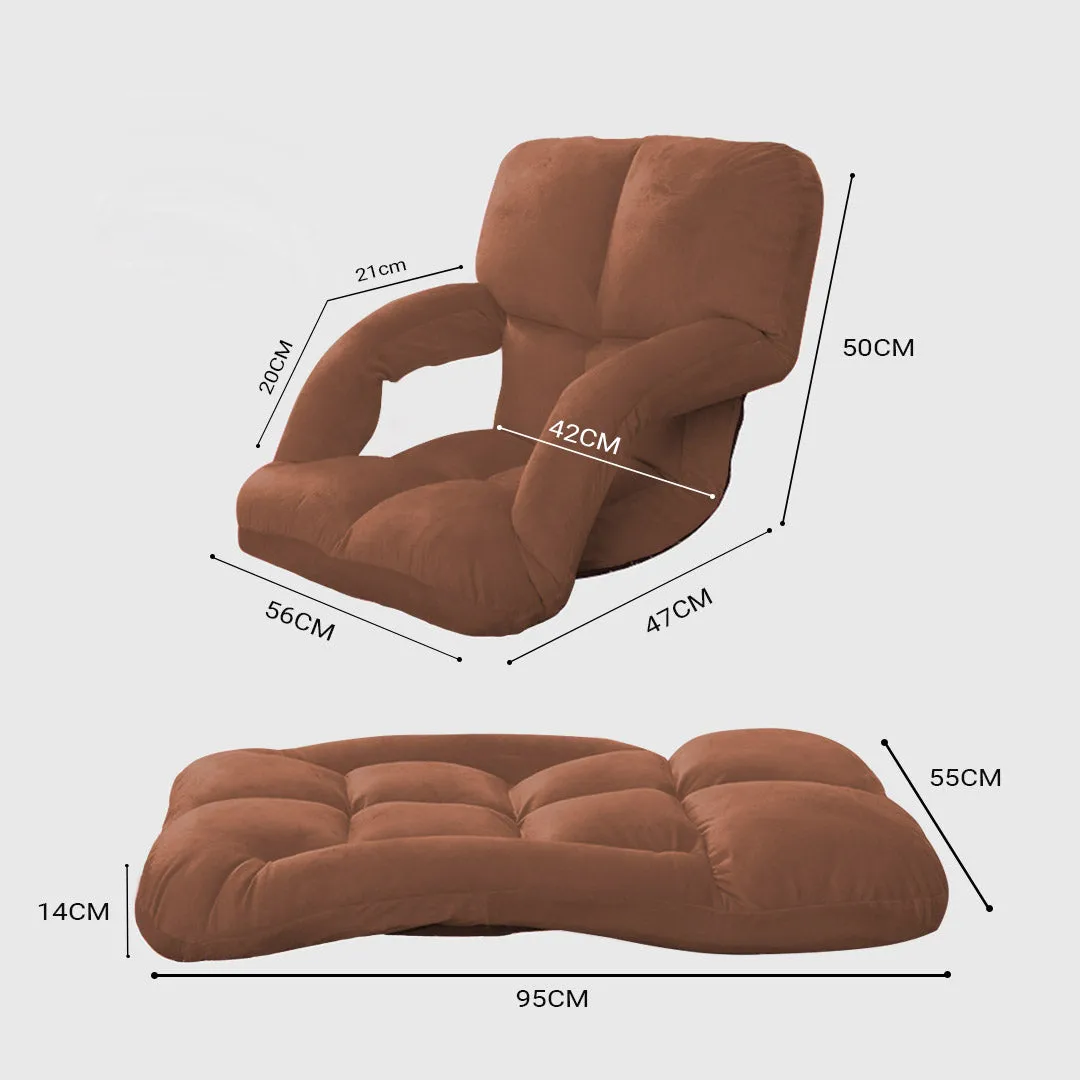 SOGA Foldable Lounge Cushion Adjustable Floor Lazy Recliner Chair with Armrest Coffee - Kid