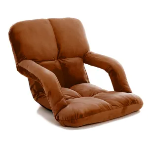 SOGA Foldable Lounge Cushion Adjustable Floor Lazy Recliner Chair with Armrest Coffee - Kid