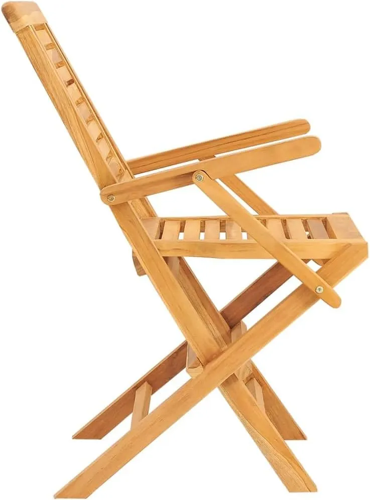 Solid Teak Wood Folding Patio Chairs 2 Pack Outdoor Furniture Foldable Garden Chairs with Slatted Design for Poolside, Backyard, Camping 22"x24.8"x35.4"