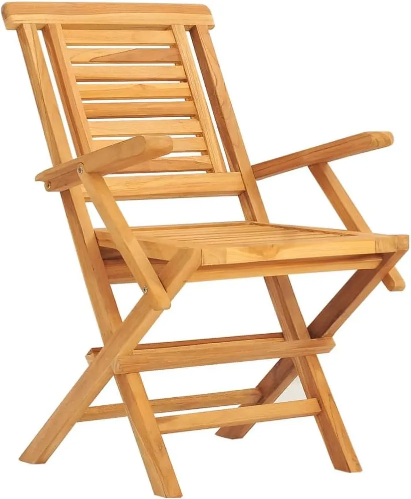 Solid Teak Wood Folding Patio Chairs 2 Pack Outdoor Furniture Foldable Garden Chairs with Slatted Design for Poolside, Backyard, Camping 22"x24.8"x35.4"